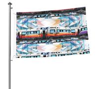 Bandiera del treno della monorotaia 2 x 3 ft stampa su entrambi i lati bandiera da giardino bandiere di benvenuto per esterni bandiera della casa cartelli per esterni banner per interni cortile