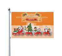 Bandiera del treno di Natale Doppia faccia 3x5 Ft Bandiera per esterni Durevole Patio Bandiere decorative per interni Banner per feste a casa Bandiera di benvenuto 3by5