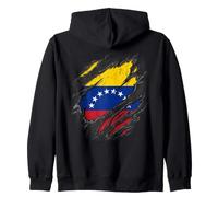 Bandiera del Venezuela Effetto strappato Design Patriottico Felpa con Cappuccio
