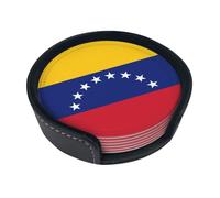 Bandiera del Venezuela Sottobicchieri rotondi in pelle (set di 6) Decorazioni da tavola delicate e morbide, adatte per tazze da caffè, tazze, ecc.