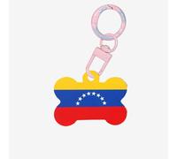 Bandiera del Venezuela Stampa Acrilico Ornamento Osso Del Cane,Medagliette per cani Ornamento Personalizzato Animale Domestico, Portachiavi Osso A Forma
