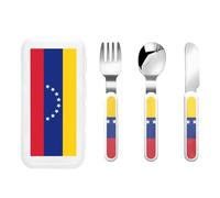 Bandiera del Venezuela Stoviglie per bambini Set da 3 pezzi, coltello, forchetta e cucchiaio riutilizzabili, stoviglie portatili per la protezione degli alimenti per bambini