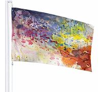 Bandiera dell' Decor 3x5 Ft Drip Colorful Stain Block Grain Graphics Art Drop Retro Vivid Doodle Poliestere Motivo stampato Decorazioni per esterni per case e giardini