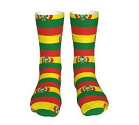 Bandiera della Bolivia 6 Bandiera Mappa della Bolivia Calzini divertenti da uomo, unisex, fantastici e funky, stampati in 3D, con motivo, calzini atletici da polpaccio, 16 pollici