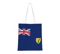 Bandiera della borsa di totalizzatore della tela del poliestere della stampa delle isole Turks e Caicos, borsa della spesa con le maniglie rinforzate, riutilizzabile