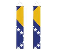 Bandiera della Bosnia ed Erzegovina Stampa Welcome Hanging Banner, Bandiere Verticali Partito Portico Segno, per Interni ed Esterni, 180 x 30,5 cm