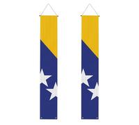 Bandiera della Bosnia-Erzegovina per portico, decorazione per portico, 2 pezzi, in poliestere, da appendere alla porta anteriore, al patio, alla cerimonia o alle feste, riutilizzabile, lavabile, con