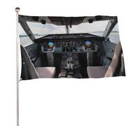 Bandiera della cabina di pilotaggio dell'aeroplano, 89 x 149,9 cm, stampa su entrambi i lati, bandiera decorativa da giardino, non sbiadisce, con occhielli in ottone da appendere, sfondo fotografico