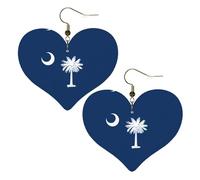 Bandiera della Carolina del Sud Stampe Orecchini Eleganti a Forma di Cuore Accessori da Donna Leggeri Perfetto Per Feste E San Valentino.