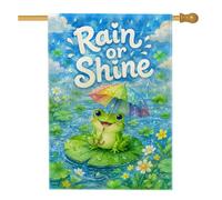 Bandiera della casa anfibia, giocoso ombrello fantasioso gigli Pad primavera verde doppia tela esterna grande bandiera da giardino per esterni prato cortile patio ingresso 71 x 101 cm
