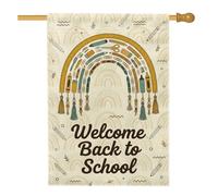 Bandiera della casa arcobaleno, gomma da cancellare educativa e giocosa per il ritorno al campus, beige su entrambi i lati, bandiere decorative per portico anteriore per esterni, patio, cortile, prato