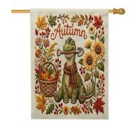 Bandiera della casa autunnale dei brachiosauri, 71 x 101 cm, per esterni, pianta da raccolto per le vacanze, bandiera verticale standard per la casa, decorazione per esterni con dinosauro