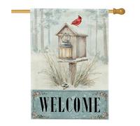 Bandiera della casa cardinale, lanterna rustica invernale per uccelli invernale rossa su entrambi i lati, decorativa, per esterni, cortile, prato, patio, porta d'ingresso, 71 x 101 cm