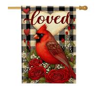 Bandiera della casa cardinale, romantica, rustica, rose, cuori, San Valentino, rosso, double face, decorativa, per esterni, cortile, prato, patio, porta d'ingresso, 71 x 101 cm