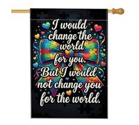 Bandiera della casa con arco, cuori giocosi colorati pezzi di puzzle nessuno multicolore iuta double face grande bandiera da giardino per esterni, patio, cortile, prato, ingresso, balcone, 71 x 101 cm