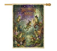 Bandiera della casa degli anfibi, fantasiosa lanterna festiva zucche di Halloween verde su entrambi i lati grande bandiera da giardino per esterni, prato, cortile, patio, ingresso 71 x 101 cm