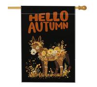 Bandiera della casa degli asini con caduta nera, 71,1 x 101,2 cm, double-face, decorativa per esterni, con margherite autunnali, in tela, per la casa, vintage, retrò, per esterni, cortile, prato