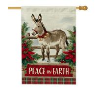 Bandiera della casa degli asini, recinzione natalizia rustica a forma di stella di Natale, in iuta rossa, su entrambi i lati, decorativa, per esterni, patio, cortile, prato, ingresso, balcone, 71 x