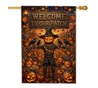 Bandiera della casa degli spaventapasseri, fantasiosa rustica zucca corvi di Halloween arancione su entrambi i lati decorativi esterni portico bandiere per esterni patio cortile prato ingresso balcone