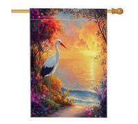 Bandiera della casa degli uccelli con cicogne primaverili, 71 x 101 cm, per esterni, paesaggio marino floreale, bandiera verticale standard per la casa, bandiera per la casa con animali sul cortile