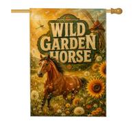 Bandiera della casa dei cavalli, rustica girasole che vince l'estate marrone in iuta su entrambi i lati, grande bandiera da giardino per esterni, cortile, prato, patio, porta d'ingresso, 71 x 101 cm
