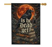 Bandiera della casa dei corvi, gotica fantasiosa luna libri di Halloween nera su entrambi i lati grande bandiera da giardino per esterni cortile prato patio ingresso 71 x 101 cm