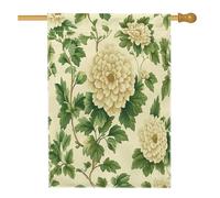 Bandiera della casa dei fiori della dalia primaverile, 71 x 101 cm, double face, decorativa per esterni, fiori di campo vintage, bandiera per la casa in lino, bandiera estetica per esterni, piccola