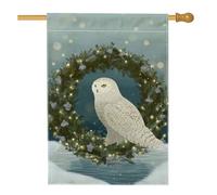 Bandiera della casa dei gufi, ghirlanda invernale festiva, luci invernali in iuta bianca su entrambi i lati, bandiere decorative per portico anteriore, per esterni, prato, cortile, patio, ingresso, 71