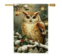 Bandiera della casa dei gufi, lanterna invernale con agrifoglio marrone invernale su entrambi i lati, grande bandiera da giardino per esterni, prato, cortile, patio, ingresso 71 x 101 cm