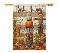 Bandiera della casa dei koala autunnali, 71 x 101 cm, double-face, decorativa per esterni, rustica autunnale, per fattoria, raccolta, cortile, tela, casa, spaventapasseri, campagna, esterno, cortile