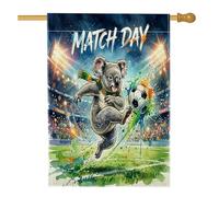 Bandiera della casa dei koala di calcio, 71 x 101 cm, per esterni, campo da calcio ad acquerello, bandiera verticale standard per la casa, decorazione per esterni con animali
