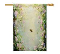 Bandiera della casa dei piselli dolci primaverili, 71,1 x 101,6 cm, double face, decorativa per esterni, foreste, fiori, api, cortile, giardino, casa, bandiera, motivo floreale per esterni
