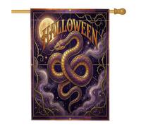 Bandiera della casa dei serpenti, gotica mistica luna, Halloween, viola, double face, decorativa, per esterni, prato, cortile, patio, ingresso, 71 x 101 cm