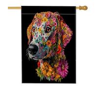 Bandiera della casa del cane della Dalmazia primaverile, 71 x 101 cm, per esterni, arte floreale nera, bandiera verticale standard per la casa, decorazione per esterni