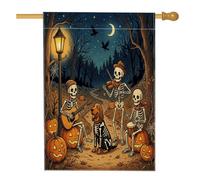 Bandiera della casa del cane di Halloween Bloodhound 71 x 101 cm per esterni, scheletro per le vacanze, bandiera verticale standard in lino per la casa, zucche per cortile anteriore cortile modello