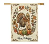 Bandiera della casa del cane levriero afgano del Ringraziamento autunnale 71,1 x 101,2 cm su entrambi i lati per decorazione esterna, bandiera vintage autunnale in lino per la casa, bella bandiera per