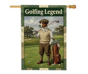 Bandiera della casa del cane, sport classico golf club golf bag nessuno verde doppia tela esterna grande bandiera da giardino per esterni prato cortile patio ingresso 71 x 101 cm