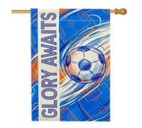 Bandiera della casa del pallone da calcio, marcature dinamiche sportive sul campo blu su entrambi i lati, decorative per esterni, patio, prato, ingresso, campeggio, 71 x 101 cm