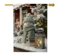 Bandiera della casa del pupazzo di neve, sciarpa invernale accogliente lanterna sciarpa invernale in iuta verde su entrambi i lati decorativa per esterni per patio, cortile, prato, ingresso balcone
