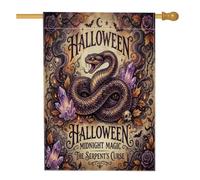 Bandiera della casa del serpente, gotico mistico teschio di cristallo viola viola su entrambi i lati bandiere decorative per patio esterno cortile prato ingresso balcone 71 x 101 cm