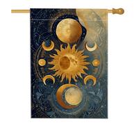 Bandiera della casa del sole, celeste mistica luna stelle autunno oro iuta doppia faccia esterna grande bandiera da giardino per esterni cortile prato patio ingresso 71 x 101 cm