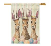 Bandiera della casa della fauna selvatica con antilope primaverile, 71 x 101 cm, double face, per decorazione esterna, divertente animale selvatico uova Groovy FrontYard Canvas Home Flag, Holiday