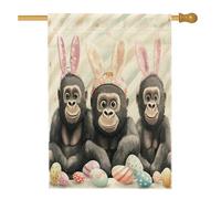 Bandiera della casa della fauna selvatica con gorilla primaverile, 71 x 101 cm, double-face, per decorazione esterna, divertente animale selvatico uova Groovy Eggs Front Yard Canvas Home Flag, Holiday