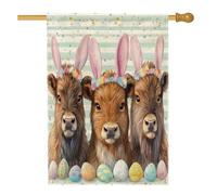Bandiera della casa della fauna selvatica con yak pasquale primaverile, 71 x 101 cm, double face, per decorazione esterna, divertente animale selvatico uova Groovy Eggs Front Yard Canvas Home Flag
