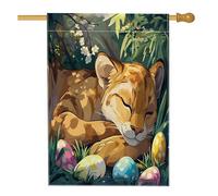 Bandiera della casa della fauna selvatica della primavera pasquale 71 x 101 cm su entrambi i lati per la decorazione esterna, uova di animali selvatici della foresta bandiera della tela del cortile