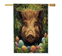 Bandiera della casa della fauna selvatica di Pasqua primaverile 71,1 x 101,2 cm su entrambi i lati per la decorazione esterna, uova di animali selvatici della foresta bandiera della tela del cortile