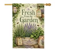 Bandiera della casa della lavanda, rustica botanica con api erbe, in iuta verde estiva, su entrambi i lati, decorativa, per esterni, cortile, prato, patio, porta d'ingresso, 71 x 101 cm