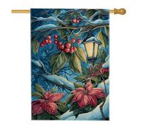 Bandiera della casa della stella di Natale, lanterna natalizia natalizia rossa su entrambi i lati, in iuta, per esterni, cortile, prato, patio, porta d'ingresso, 71 x 101 cm