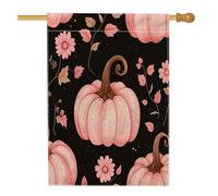 Bandiera della casa della zucca autunnale con acquarello di pesca, 71 x 101 cm, double face, per esterni, fiori estetici autunnali, bandiera per la casa, divertente bandiera retrò per esterni cortile