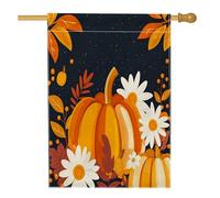 Bandiera della casa della zucca della margherita autunnale ad acquerello 71 x 101 cm per esterni, strana bandiera autunnale con foglia d'acero verticale standard per la casa, casa colonica, cortile